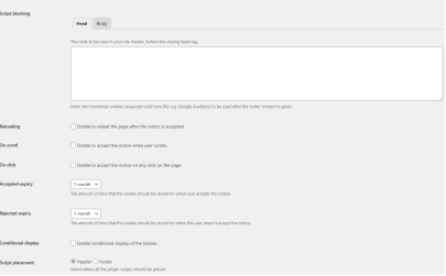 Backend du plugin de Cookie Notice & Compliance for GDPR / CCPA