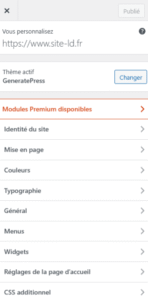 Le module Personnaliser